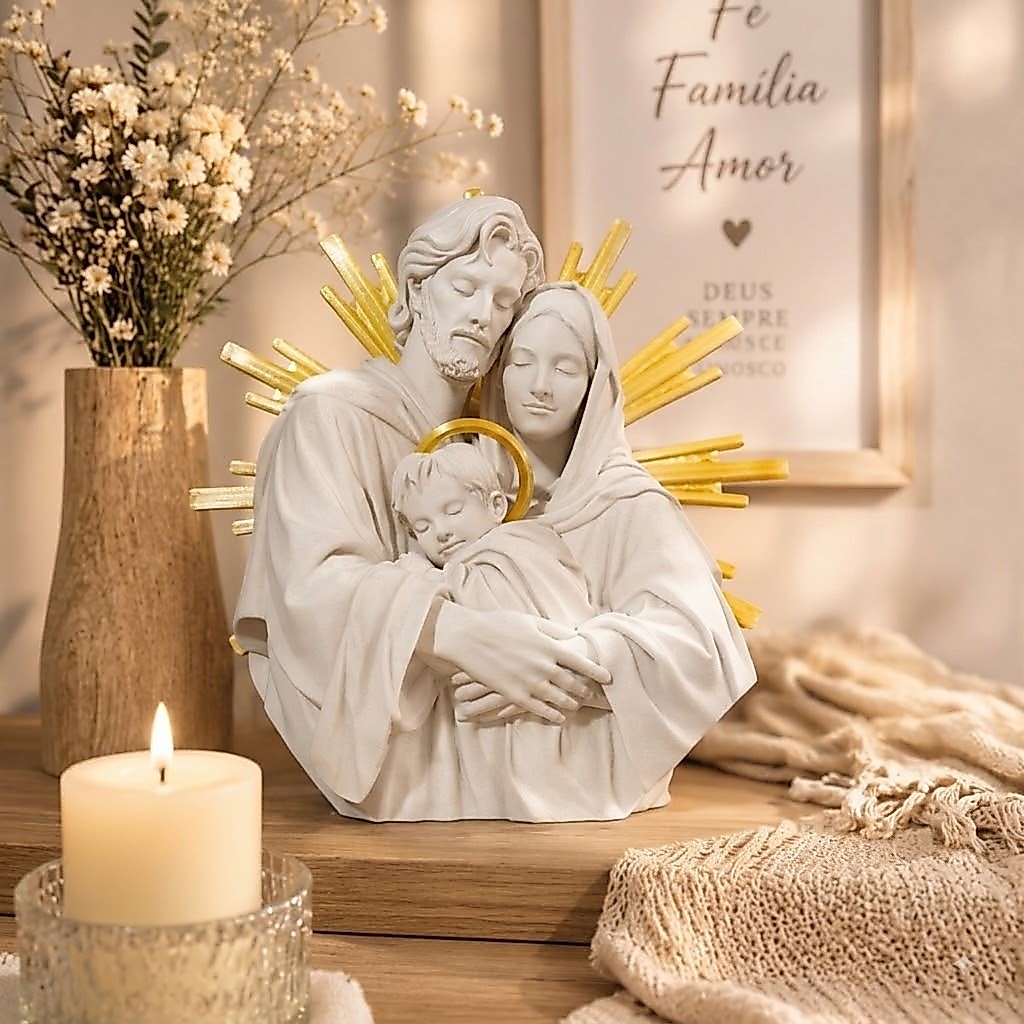 Escultura Sagrada Família Minimalista católica imagem religiosa decorativa| Amor, Proteção  para o Seu Lar | Presente
