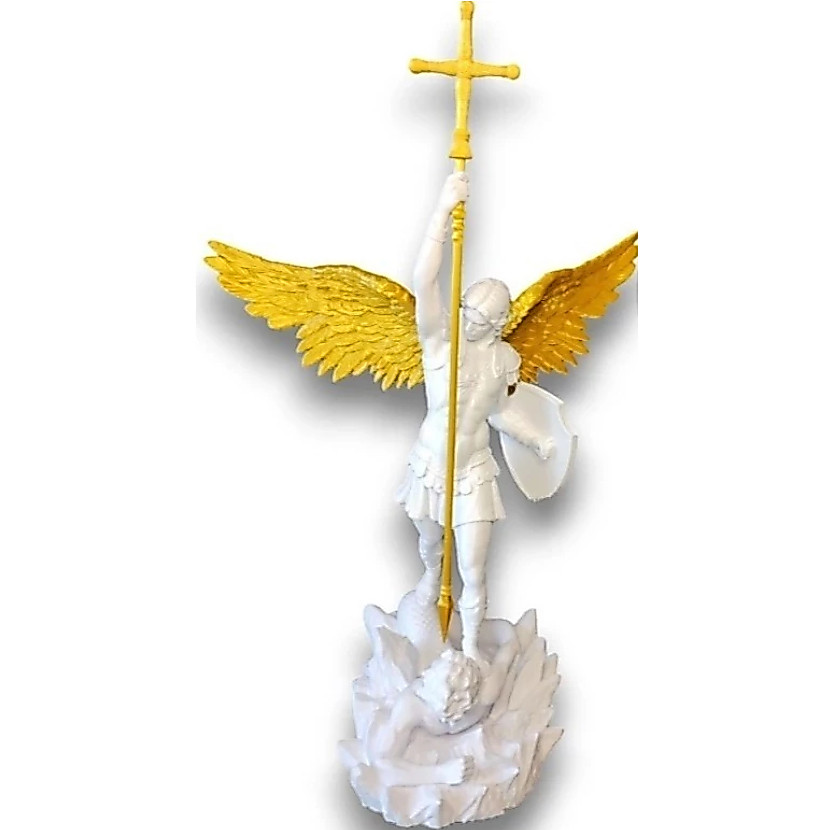 Estátua Arcanjo São Miguel Dourado 21cm De Altura Presente Decoração artigo religioso oração presente católico