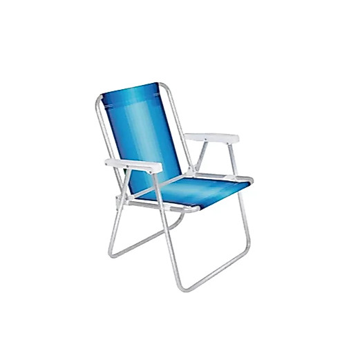 Cadeira De Praia com molas Alta Dobrável Azul Piscina Apoio Pronta Entrega