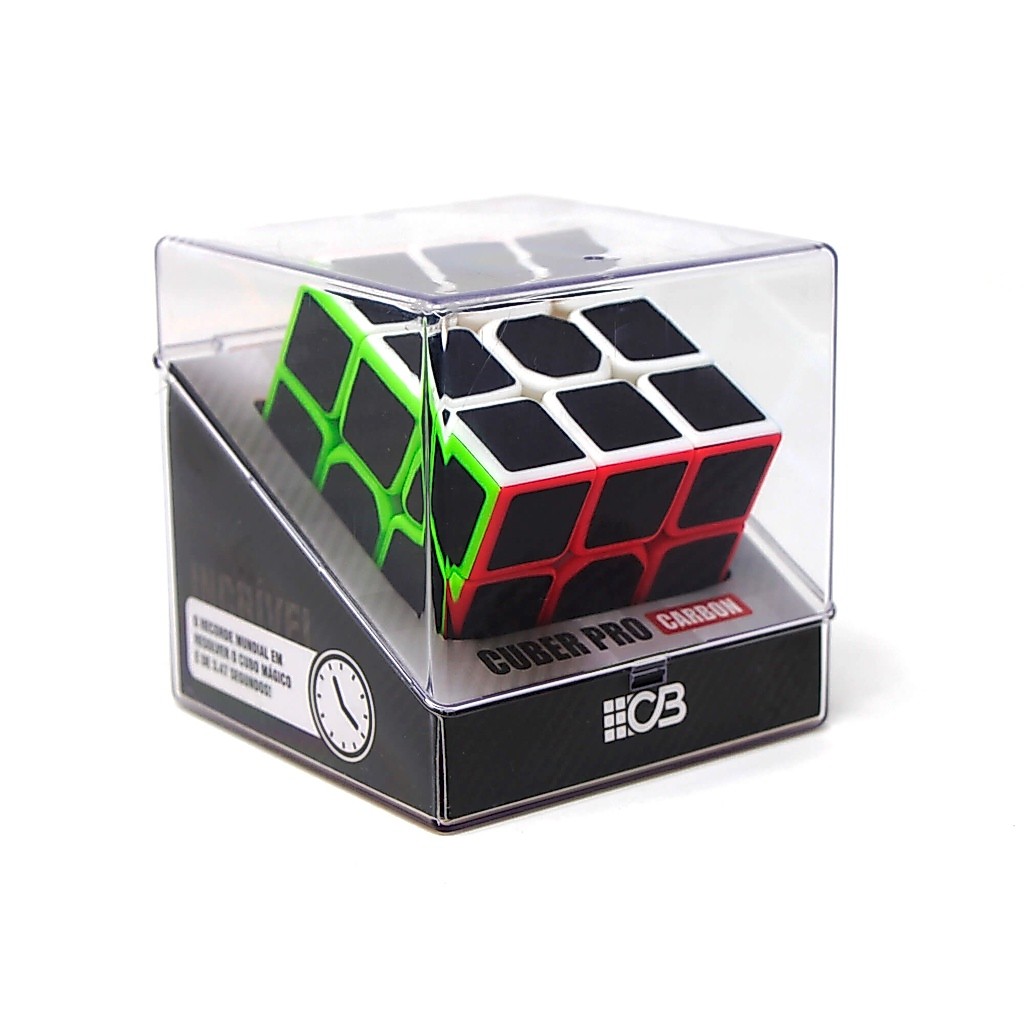 Cubo Mágico 3x3 Cuber PRO Fibra de Carbono Lubrificado com Estojo Acrílico
