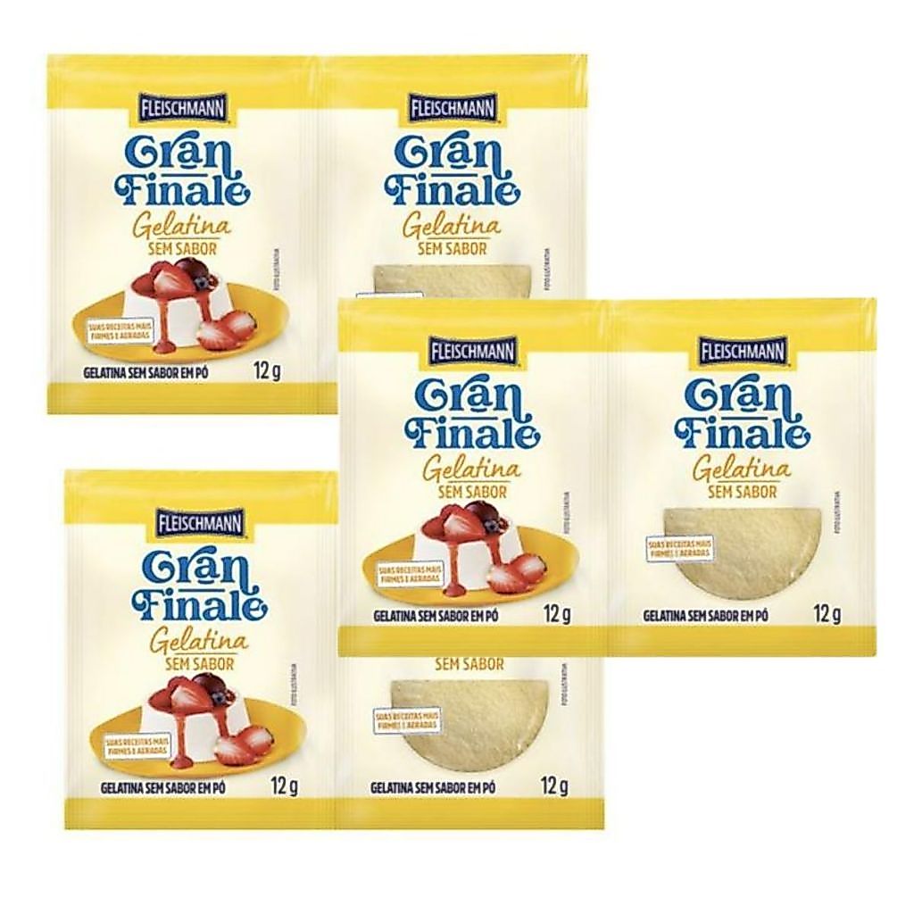 Kit 3un Fleischmann Gran Finale Gelatina em Pó Sem Sabor 12g