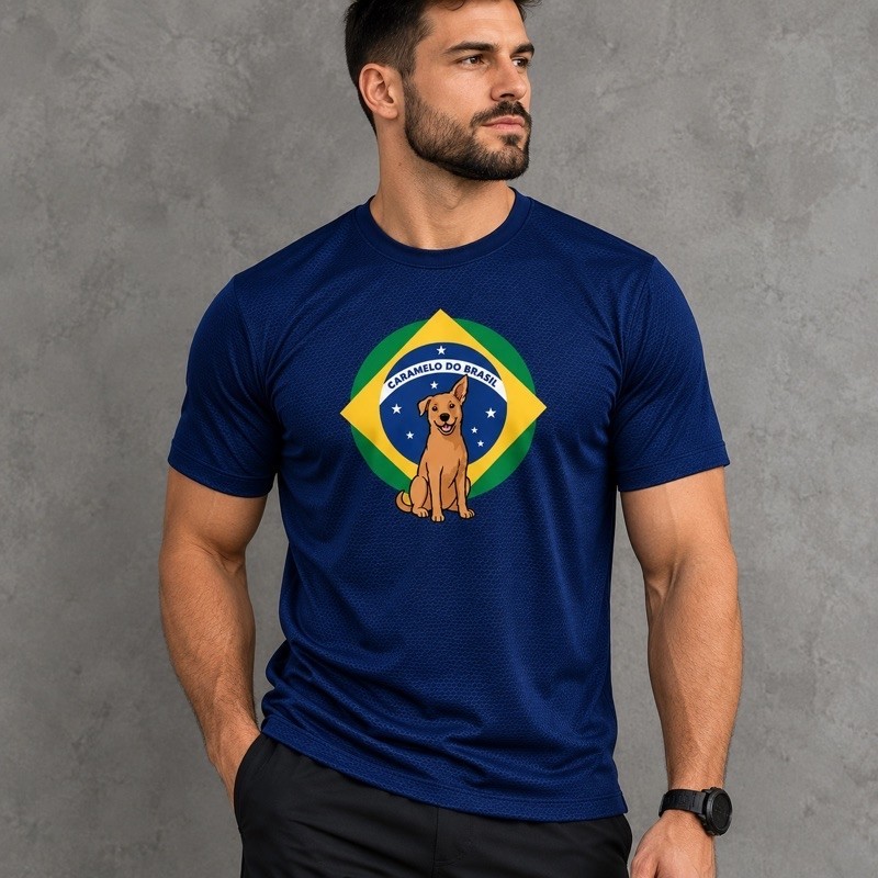 Camiseta Dry fit estampa Brasil Copa do Mundo Torcedor Cachorro Caramelo futebol Jogador Respirável Camisa Treino Leve