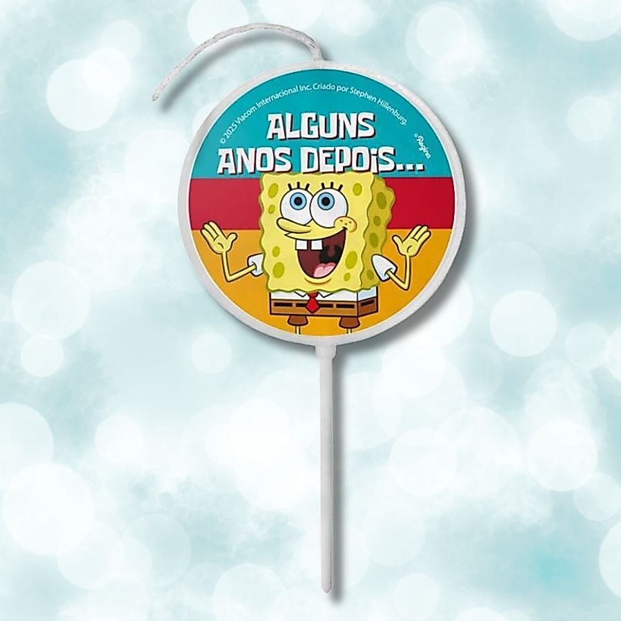 Vela Plana Adesivada Pick - Bob Esponja - 1 unidade - Regina - Rizzo