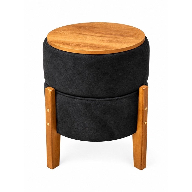 Kit 2 Puffs Mesinha Bouclé Areia – Par Decorativo Luxo com Tampo Liso