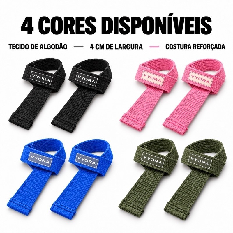 Kit 2 PARES Straps Musculação Crossfit Academia Tala 100% Algodão PREMIUM Vyora