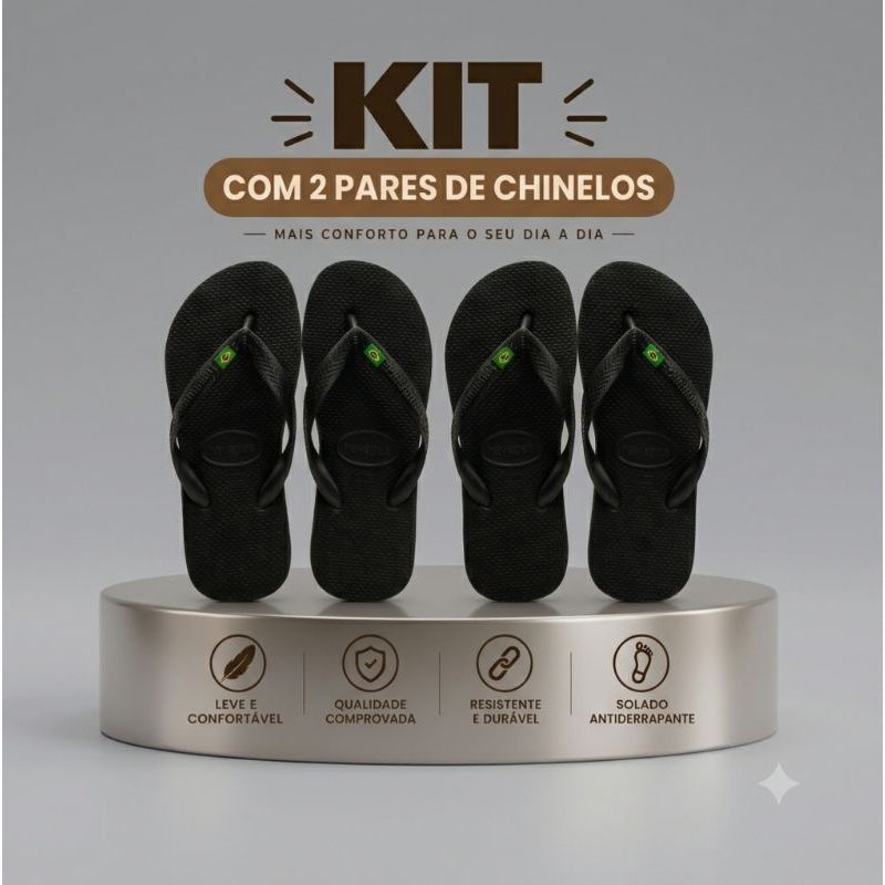 Kit 2 Pares De Chinelo Bandeira Brasil Confortável Leve Macio E Resistente Com Solado Antiderrapante
