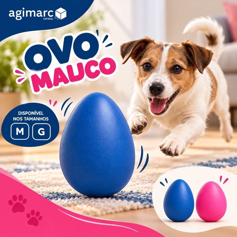 Brinquedo Ovo Maluco Mec Pet para Cães e Gatos Interativo Plástico Resistente AntiEstresse Diversão e Entretenimento Pet