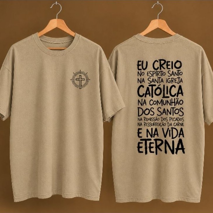 Camiseta Oração Credo Católica | Camisa Religiosa Unissex | Cristã Estampada | Fé, Proteção e Devoção | 100% Algodão