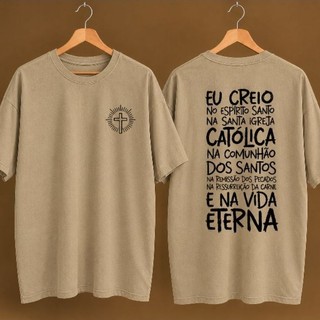 Camiseta Oração Credo Católica | Camisa Religiosa Unissex | Cristã Estampada | Fé, Proteção e Devoção | 100% Algodão