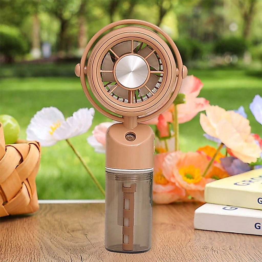 Mini Ventilador Portátil Recarregável com Névoa USB Tipo-C 3 Velocidades Compacto para Mesa Quarto Escritório