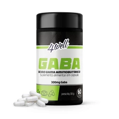 GABA 4Well 300mg Ácido Gama-Aminobutírico 60 Cápsulas 60 Doses Pureza Sem Glúten Lactose