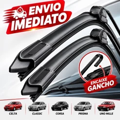 Par Palheta Limpador Parabrisa Celta Corsa Classic Prisma Uno Mille Dianteiro Silicone Flexivel Encaixe Gancho 18''