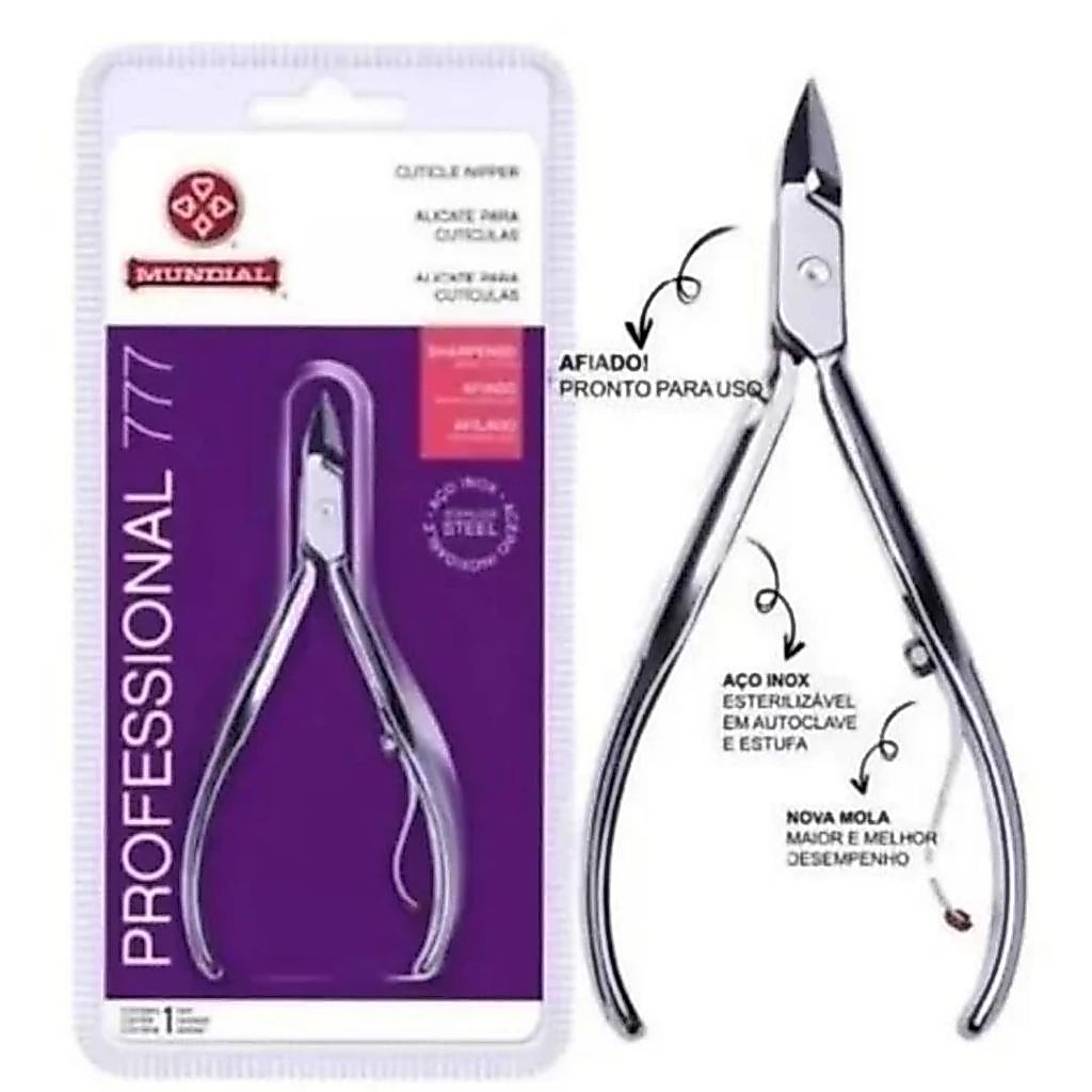 Kit 5 Alicates Mundial 777 Professional Premium – Alta Precisão para Manicure Profissional — imagem 2 de 2