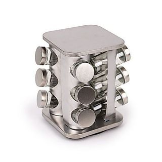 Porta Condimentos Giratório 12 Potes Aço Inox Vidro THIKA