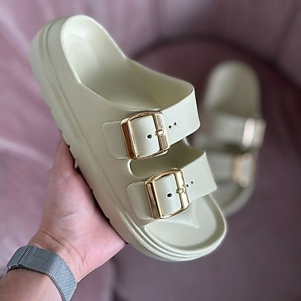 Papete Feminina Plataforma Confortável com Fivela Ajustável Estiolsa Antiderrapante Sandálias Moda