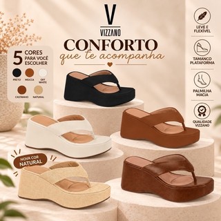 Tamanco Vizzano Anabela Feminino Plataforma Confortável de Dedo Dia a Dia Original