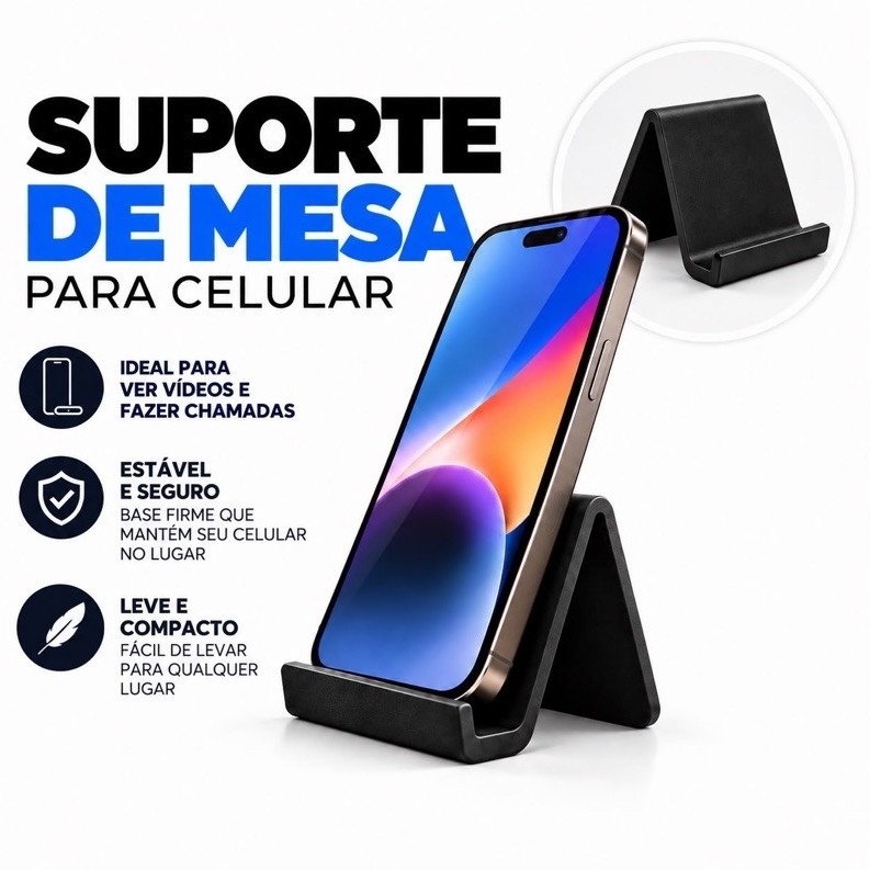 Suporte de Mesa para Celular Apoio de Smartphone Base Universal Portatil