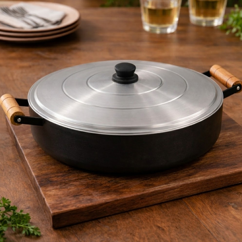 Disco Ferro Arado Tacho 40cm com Borda Bifeteira Fogareiro Fritar Cozinhar Porções Picanha Bife