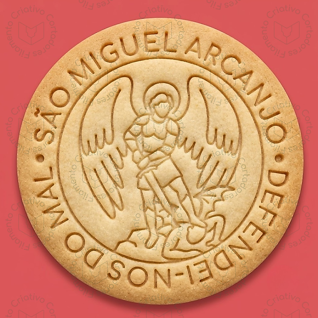 Cortador de Biscoito Oração São Miguel Arcanjo Amem Anjo Religioso