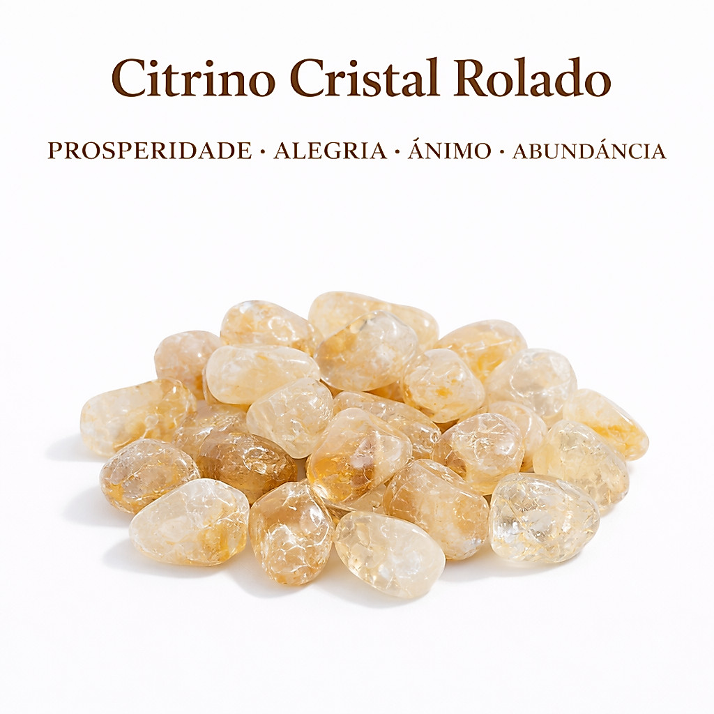 Citrino Cristal Rolado Pedra Natural para Prosperidade Alegria Ânimo Abundância Energia Positiva Envio Rápido