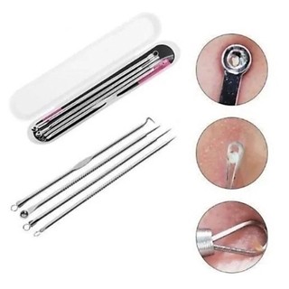 Kit estojo com 4 extratores para remoção de cravos e espinhas - material 100% aço- pronta…