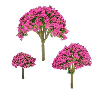 Kit 3 Árvores Flor Pink para cenários RPG e Dioramas - RPG