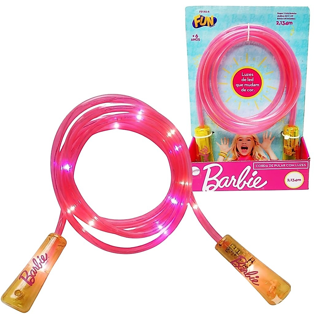 Brinquedo infantil de pular corda com luzes da Barbie F0145-4 - Fun
