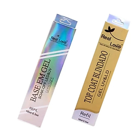 Kit 2 Refil Top Coat 10 ML - Real Love para Manicure Profissional