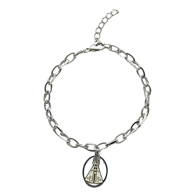 Pulseira Cadeia de Consagração com medalha de Nossa Senhora de Aparecida em inox Ajustável