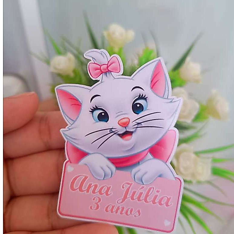 APLIQUE PARA TUBETE PEQUENO GATINHA MARIE - LEMBRANCINHA PERSONALIZADOS - ANIVERSÁRIO INFANTIL-