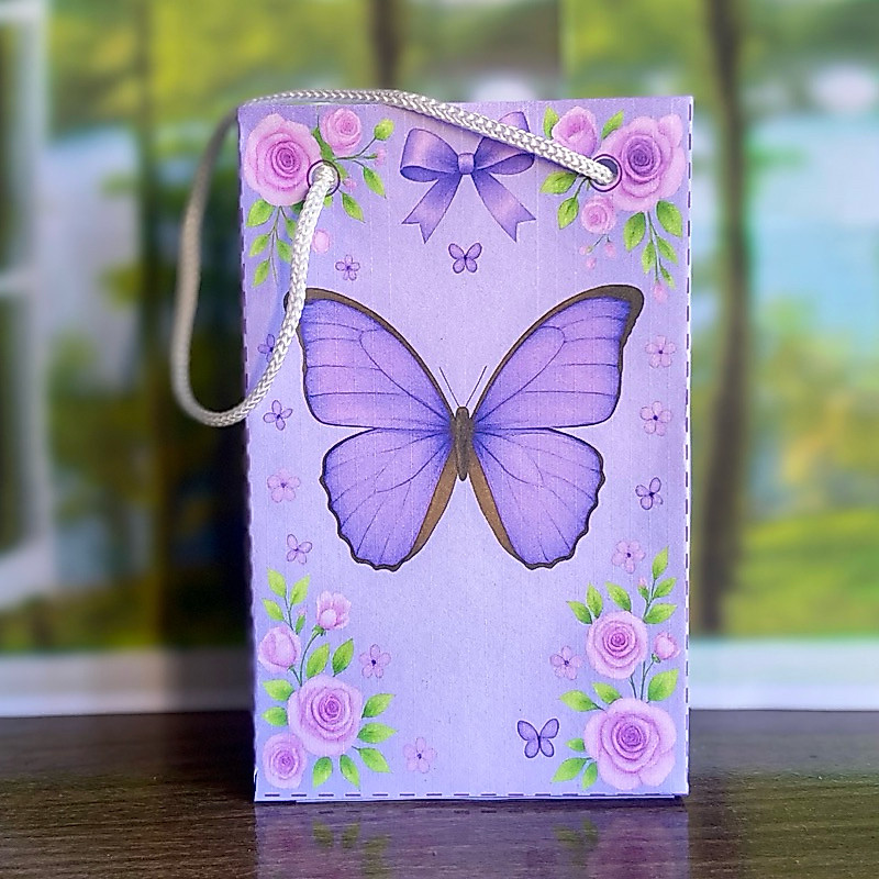 Sacolinha Surpresa Personalizada Lembrancinha Borboleta Lilas PEGUE E MONTE