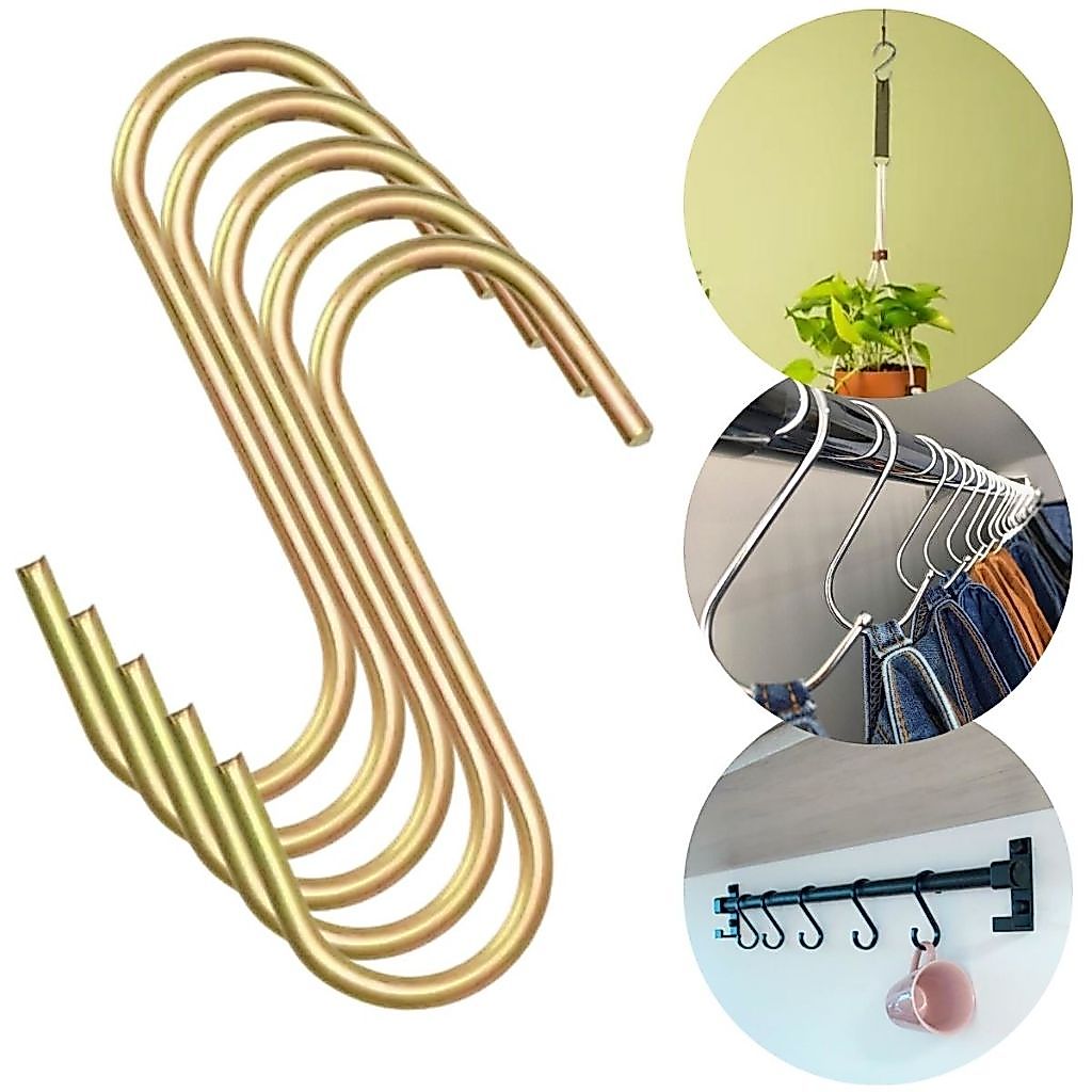 Kit 5 Ganchos S Pequeno Multiuso em Metal p/ Pendurar Vaso de Planta Utensílios Barra Cozinha Roupa Aço Inox - Iguatemi