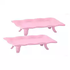 2 BANDEJA FRISADA CERAMICA PARA FESTA DOCES DECORAÇÕES LUXO COM PÉ