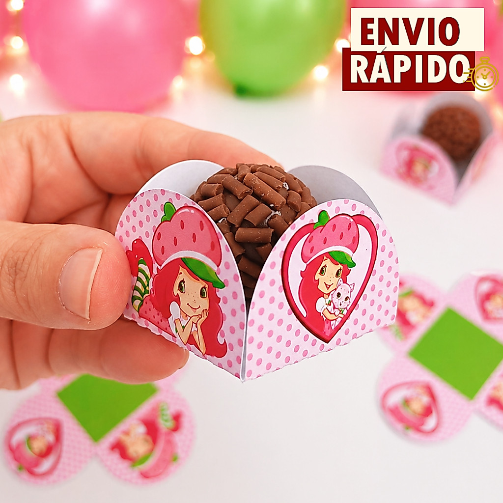 50 Forminha de Doces Moranguinho Personalizada no Tema - Lembrancinha de Festa Aniversário