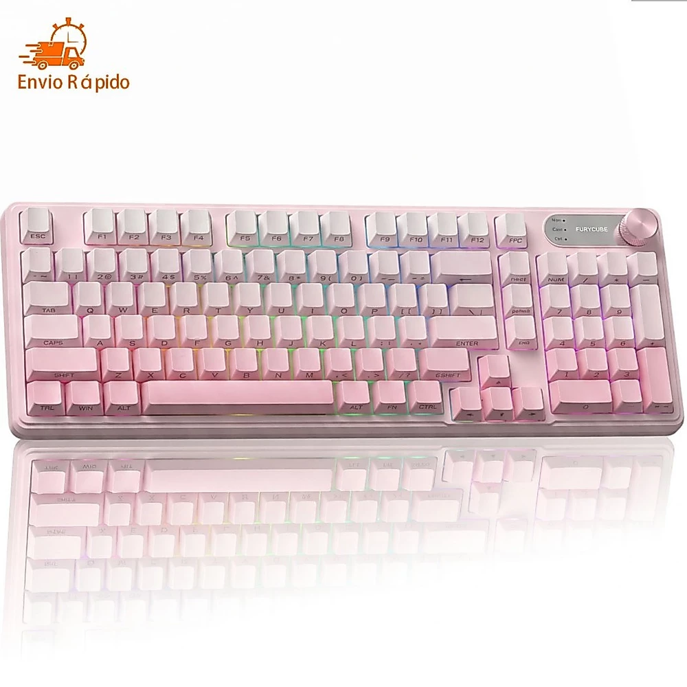 Teclado de jogo, efeito de iluminação RGB, silencioso, à prova d'água, tecla anti-fantasma, adequado para jogo/escritóri