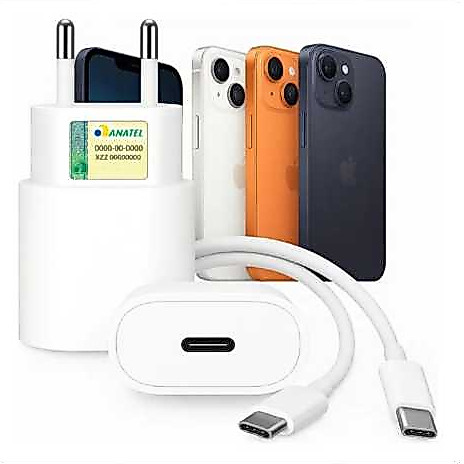 Carregador De iPhone Turbo 35w 15 16 17 Plus Pro Max Cabo Tipo C e Fonte C Carga Rápida