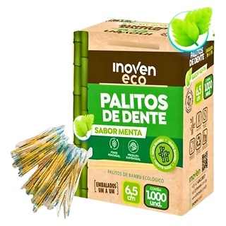 Kit Até 3000 Palitos de Dente Feitos em Bambu e Embalados Individualmente SABOR MENTA