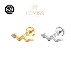 Piercing Helix Tragus Conch Labret Titânio Pvd Cobra Zircônia