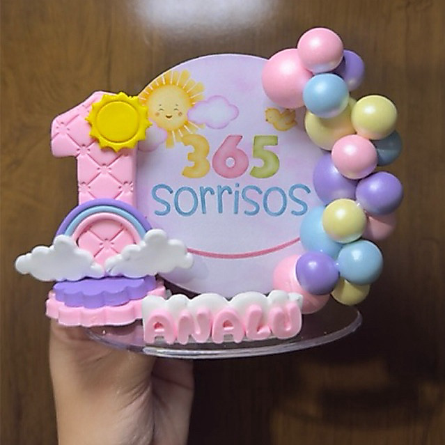 vela mini cenário 365 sorrisos menina biscuit/festa mini cenário 365 sorrisos menina