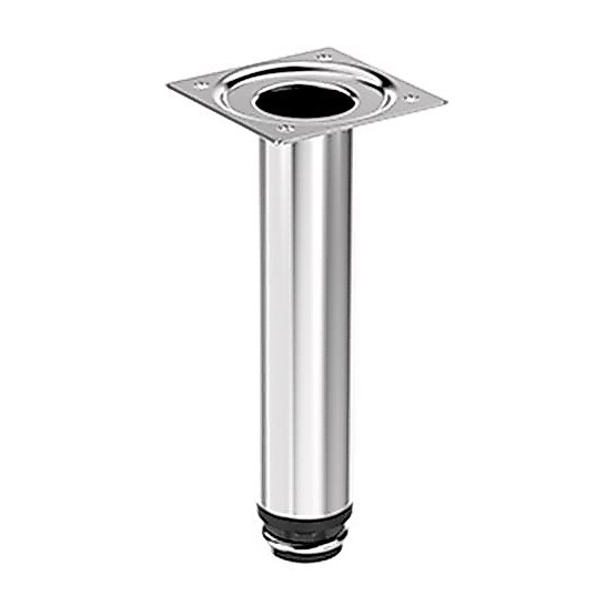 Pé De Aço Redondo 150mm Regulável Cromado SOPRANO Para Móveis Armários Estantes Gabinetes
