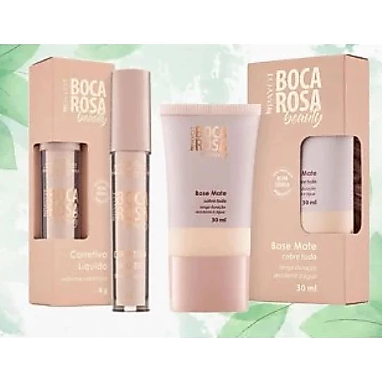 Conjunto de Beleza Boca Rosa Primer Matte + Corretivo de Alta Cobertura