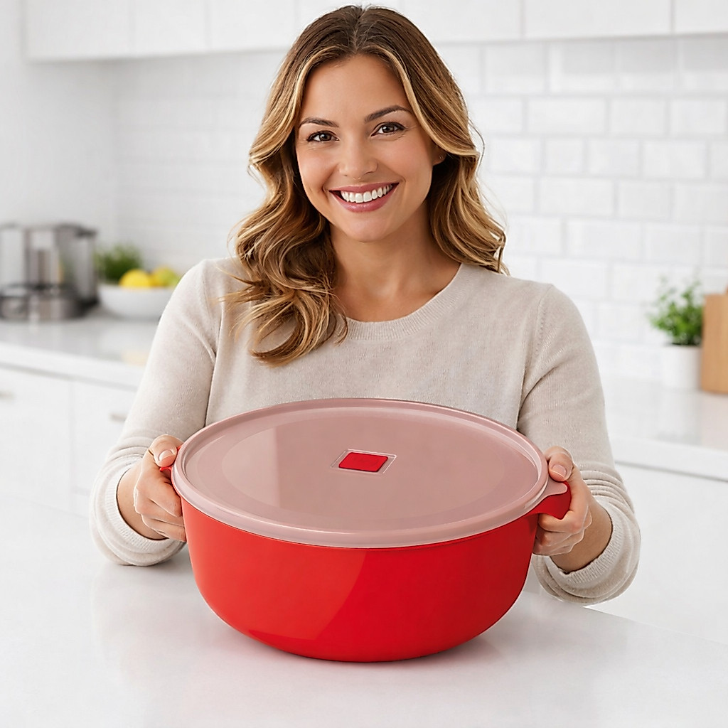 Pote Multiuso 5 Litros Premium Vermelho Cozinha Geladeira Despensa Freezer Organizador Alimentos UZ Utilidades