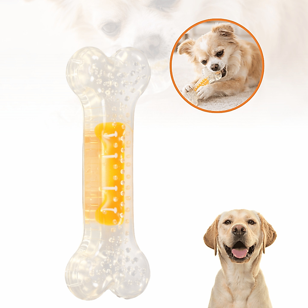 Osso Mastigável Para Cães Aroma Frango Borracha Dental Limpeza Dentes Pequeno 9cm ou Grande 12cm