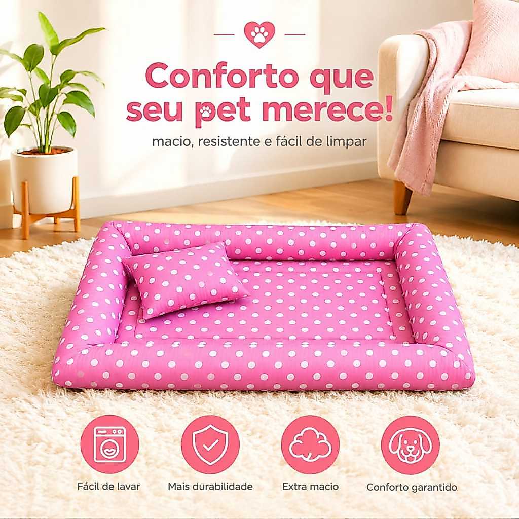 Cama Pet Ultra Macia Lavável para Cachorro e Gato com Travesseiro Confortável PP ao XG