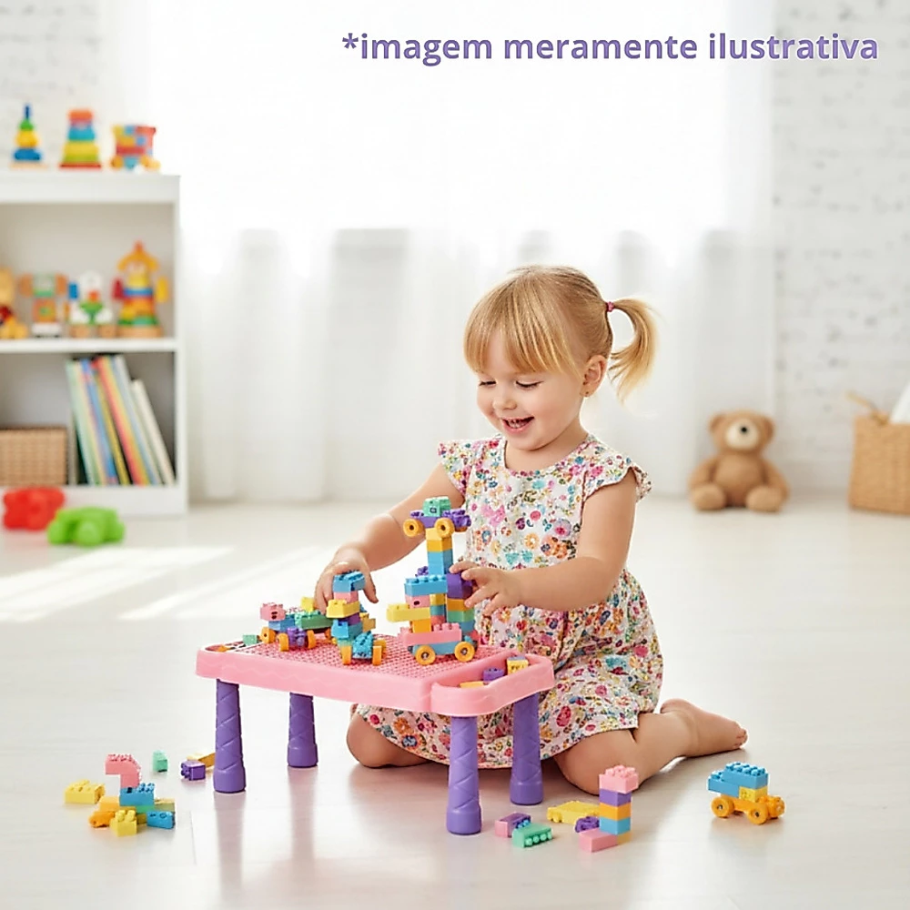 Mesa De Atividades Com Blocos De Montar Interativa Didática