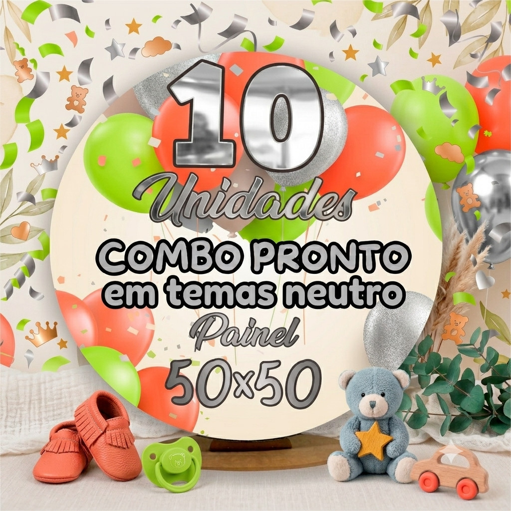 Kit 10 Capa Mini Painelzinho 50x50 Decorativo Infantil Festa Lançamento Bibi Painéis Aniversário