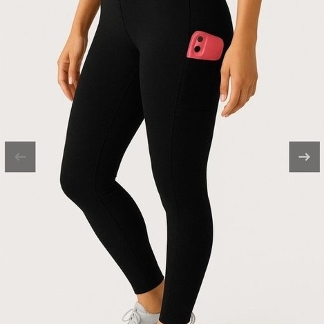 Legging Feminina Preta Cintura Alta com Bolso Lateral Fitness Academia