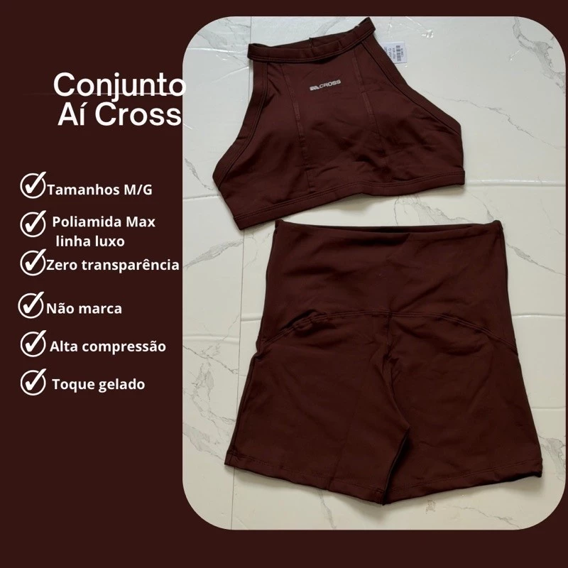 Conjunto fitness short e top Academia Feminino Fitness Gola Alta