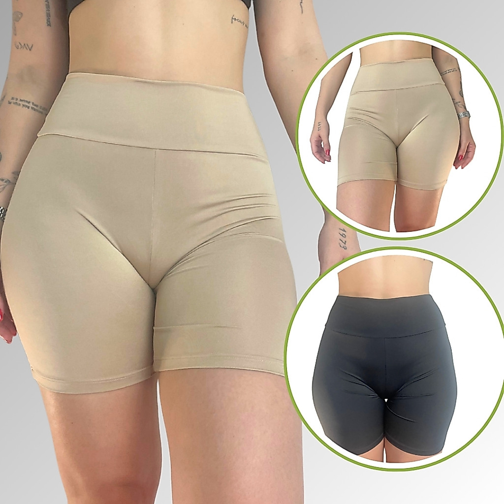 Bermuda Segunda Pele Feminina Cós Alto Modeladora Confortável Poliamida Elastano – Não Marca