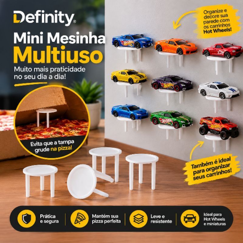 Kit Mesinha, Suporte, Tripé, apoio para pizza 100, 50 ou 200 pcs com ou sem dupla face